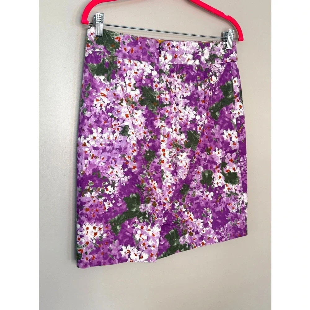 J.Crew Purple Floral Skirt‎ Womens 4 Cotton Mini A-Line Spring